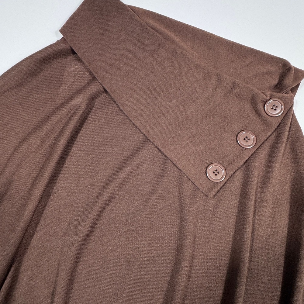 Charming Charlie Dark Brown Cowl Neck Button Detail Poncho Shrug Top XL NWT Snag